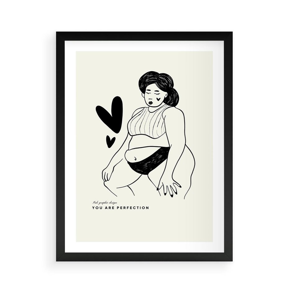 Plakat w ramie 50x70 - Wyrażenie Piękna - rysunek, sztuka nowoczesna - rama czarna