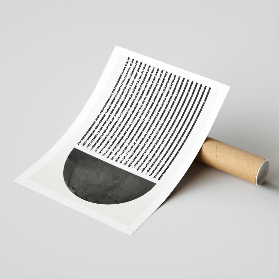 Plakat bez ramy 21x30 - Taniec Impulsów - abstrakcyjne czarno białe formy, minimalizm