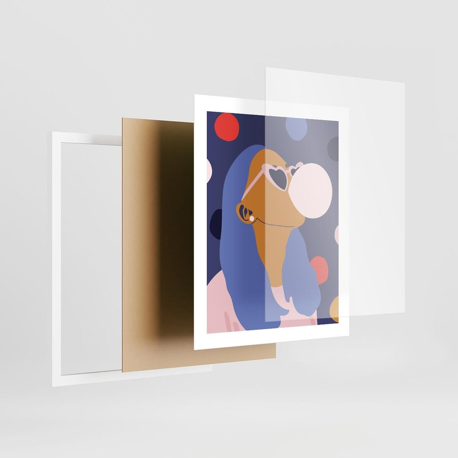 Plakat w ramie 40x50 - Odbicie Kobiety - nowoczesny plakat, styl retro - rama biała