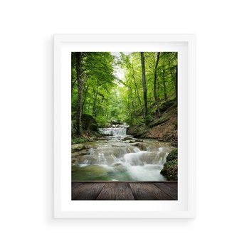 Plakat w ramie 30x40 - Plączący się strumień - rzeka, strumień - rama biała