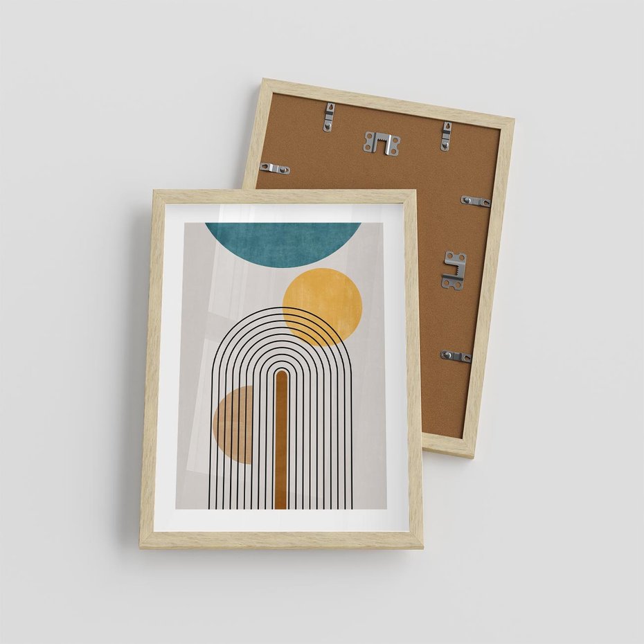 Plakat w ramie 30x40 - Wewnętrzne Labirynty Form - styl mid century, nowoczesna sztuka - rama drewno