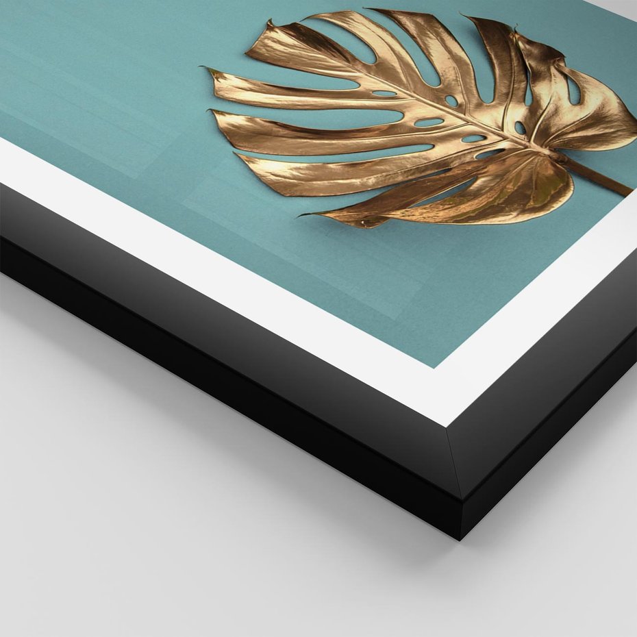 Plakat w ramie 30x40 - Piękno Natury - złote, liście - rama czarna