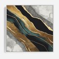 Obraz w ramie 50x50 - Refrakcje płynącej rzeczywistości - jak marmurowa rzeka, linie złota - rama biała