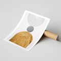 Plakat bez ramy 21x30 - Złote Półkole w Sztuce Geometrii - grafika, złote półkole