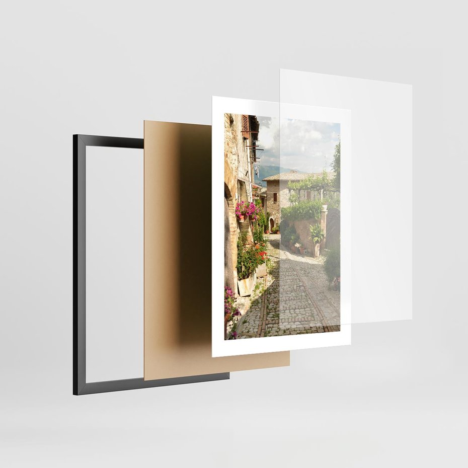 Plakat w ramie 30x40 - Włoskie Uliczki - włoska, uliczka - rama czarna