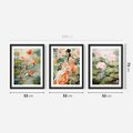 Zestaw obrazy w ramie 50x70 galeria - japonia, orient, kwiaty, japandi - rama czarna