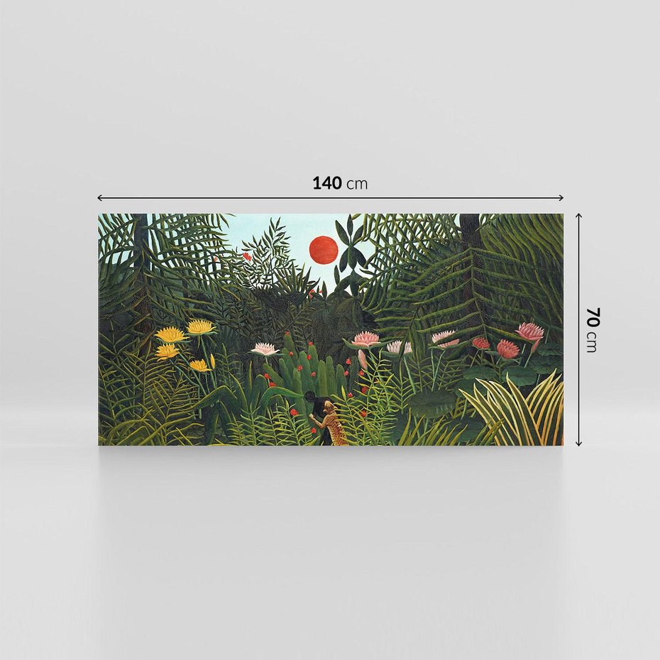 Obraz na płótnie 140x70 - "Virgin Forest with Sunset " (1910) Henriego Rousseau - reprodukcja, obraz na płótnie