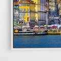 Obraz w ramie 80x80 - Kolorowa Przystań - nadmorskie miasto, kolorowe budynki - rama biała