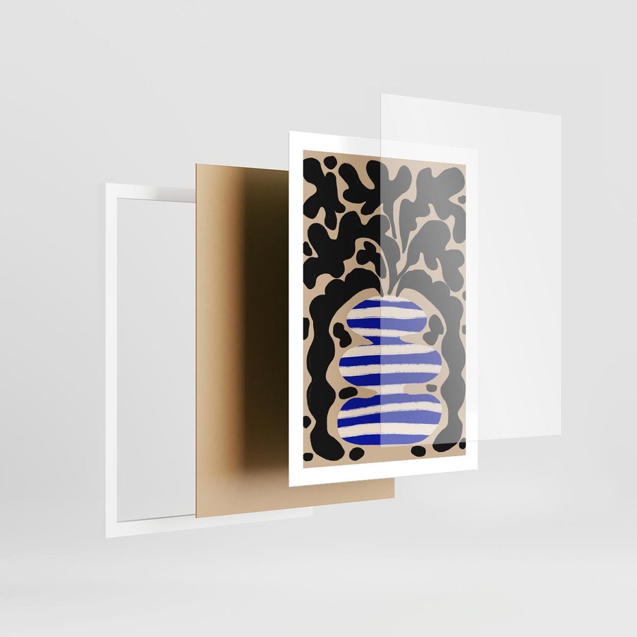 Plakat w ramie 50x70 - Boho Wizje - abstrakcyjny plakat, ciekawe formy - rama biała