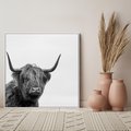 Obraz w ramie 50x50 - Moc i Spokój - amerykańskie bydło, byk - rama biała