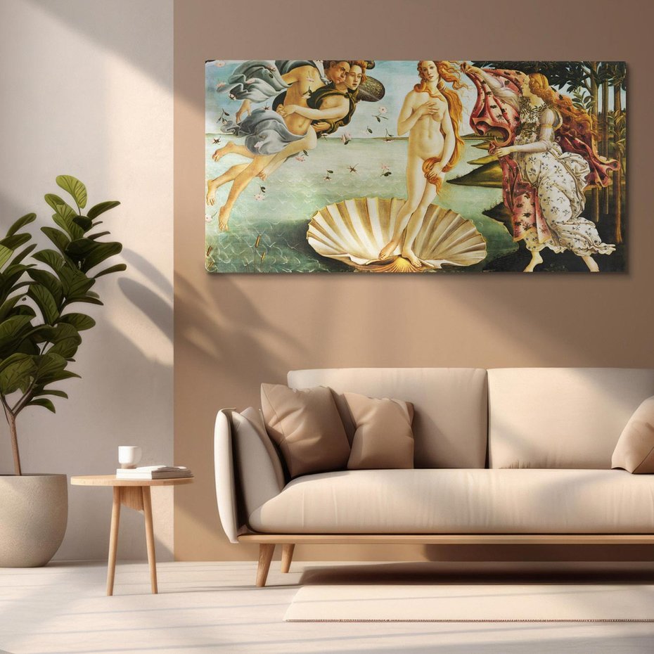 Obraz na płótnie 100x50 - "Narodziny Wenus" (1485), Sandro Botticelli - Reprodukcja - reprodukcja, obraz na płótnie