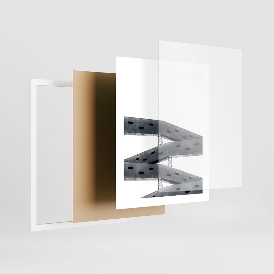 Plakat w ramie 40x50 - Monochromatyczna Sztuka Nowoczesnych Budynków - architektura, nowoczesne formy - rama biała