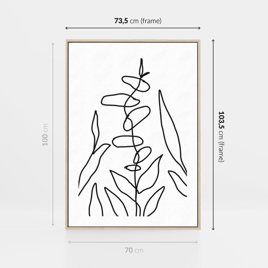 Obraz w ramie 70x100 - Konturem Naznaczone - mroczna sztuka, minimalizm - rama drewno