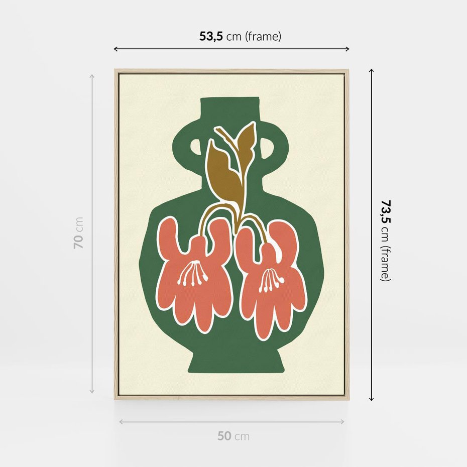 Obraz w ramie 50x70 - Kreatywne Impulsy - boho styl, wazon - rama drewno