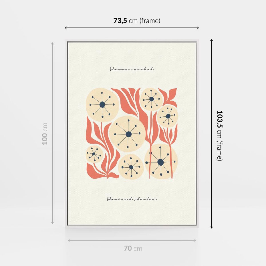 Obraz w ramie 70x100 - Dmuchawce w Abstrakcji - dmuchawce, abstrakcja - rama biała