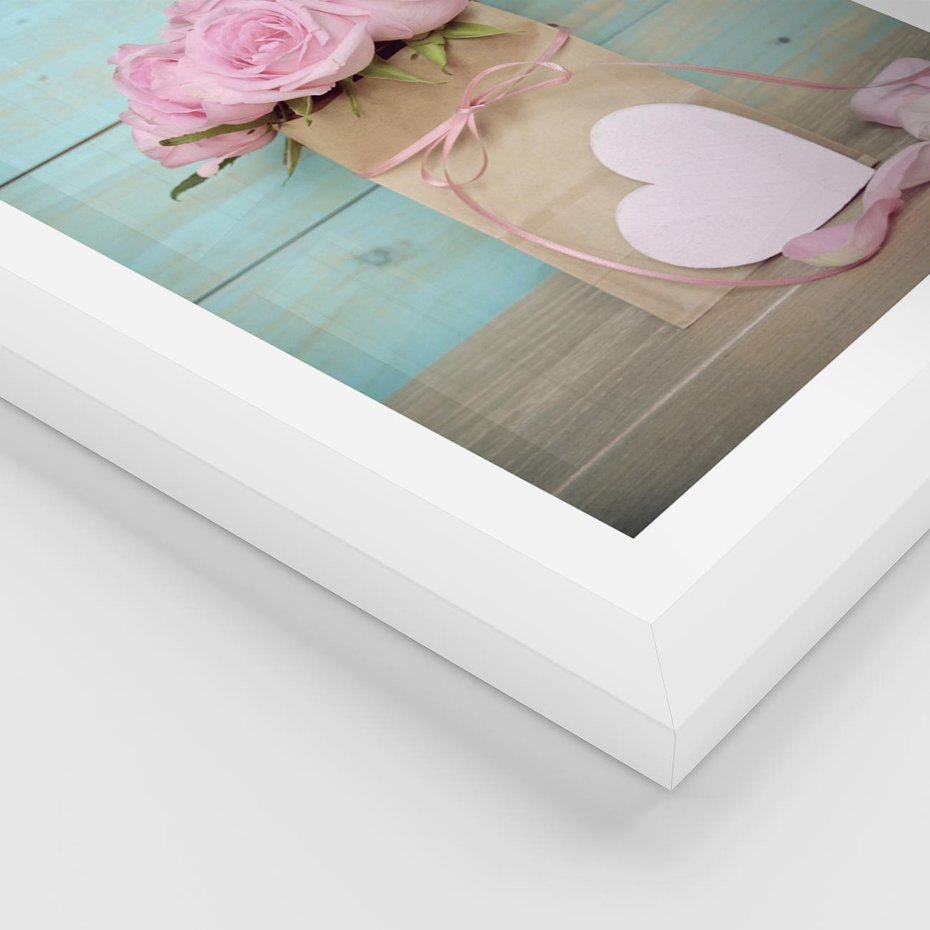 Plakat w ramie 50x70 - Uczucie W Pełnym Rozkwicie - kwiaty, romantyczne - rama biała