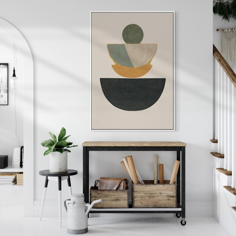 Obraz w ramie 70x100 - Podróżne Refleksyjne Odbicia - abstrakcyjny obraz, kolory ciepłe - rama biała