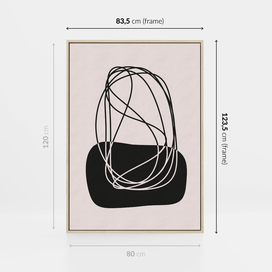 Obraz w ramie 80x120 - Linie Eksploracji - abstrakcyjne szkicowane linie, minimalizm - rama drewno