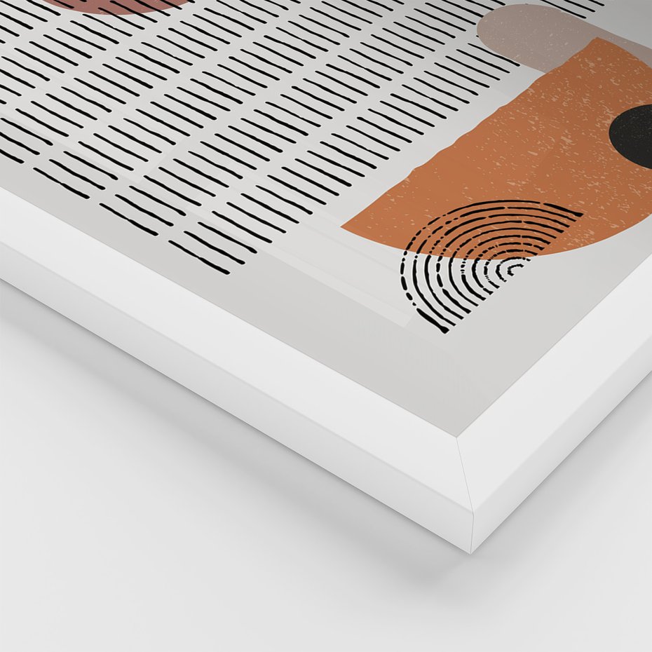 Zestaw obrazy w ramie 30x40 galeria - Geometryczne, figury, boho - rama biała