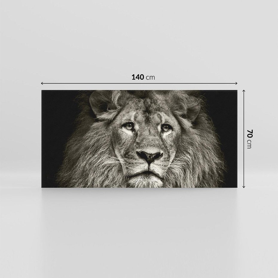 Obraz na płótnie 140x70 - Moc lewego spojrzenia - lew, czarno