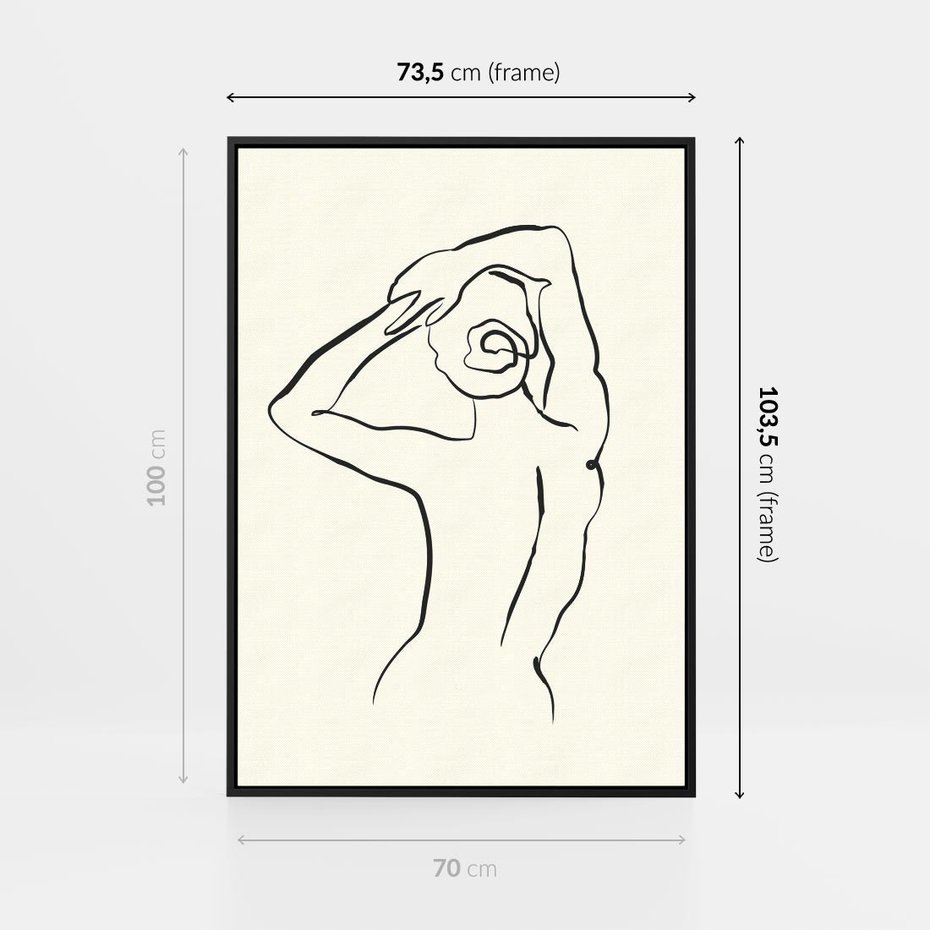 Obraz w ramie 70x100 - Tajemniczy Rytm - kobieta, posąg - rama czarna