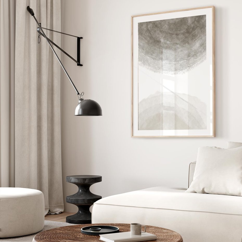 Plakat w ramie 50x70 - Impresje Energii - rozmyte cienie, abstrakcja - rama drewno