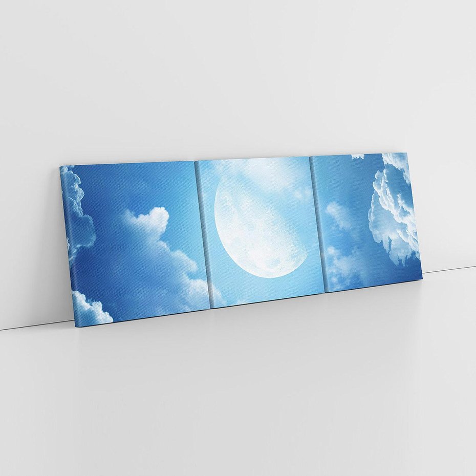 Obraz na płótnie 150x50 - Księżycowe Chmury - księżyc, chmury