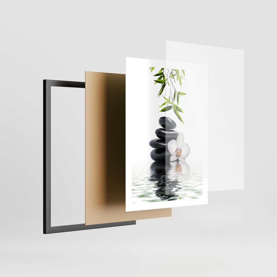 Plakat w ramie 50x70 - Orchidea w Spa - spa, orchidea - rama czarna