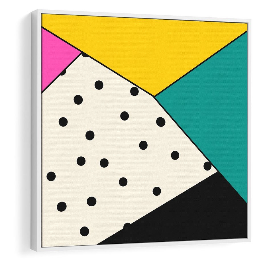 Obraz w ramie 50x50 - Wesołe Geometryczne Kształty - geometryczne kształty, abstrakcja - rama biała