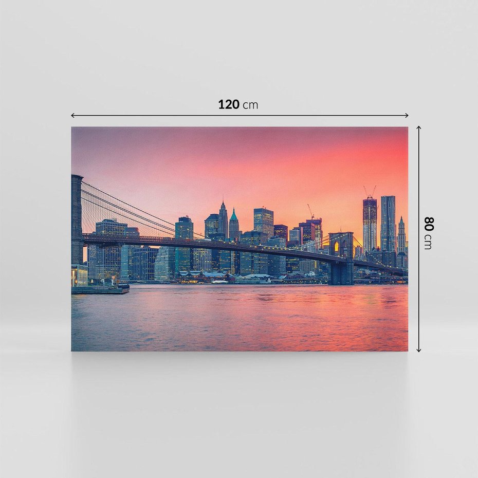 Obraz na płótnie 120x80 - Zachód słońca na moście w Nowym Jorku - zachód, słońca
