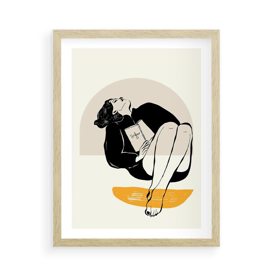 Plakat w ramie 50x70 - Kształt Kobiecego Portretu - grafika, kobieta - rama drewno