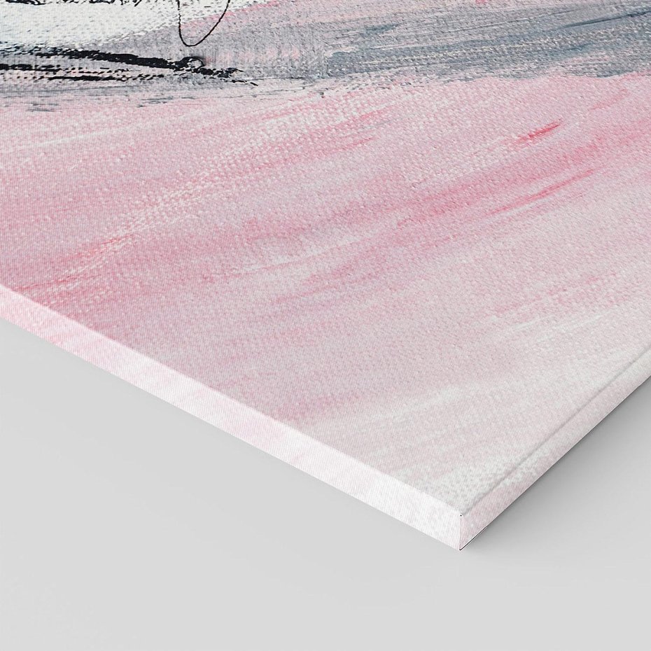 Obraz na płótnie 100x70 - Kontrastujący Ruch Emocji - abstrakcyjne pasy farby, kolory róż szary czarny