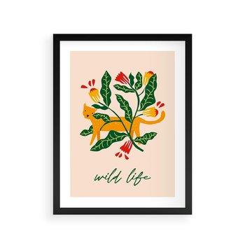 Plakat w ramie 30x40 - Tygrys w Kwiatach - tygrys, plakat - rama czarna