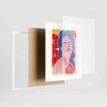 Plakat w ramie 40x50 - Nowoczesna Twarz - nowoczesna grafika, kolorowa twarz kobiety - rama biała