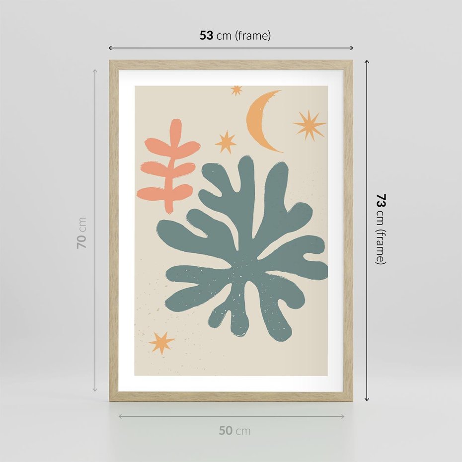 Plakat w ramie 50x70 - Rozbłysk Emanacji - boho formy, kształty - rama drewno