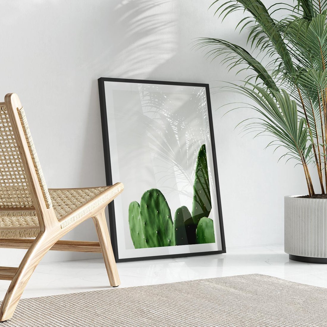 Plakat w ramie 50x70 - Minimalizm Natury - kaktus, zbliżenie - rama czarna