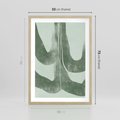 Plakat w ramie 50x70 - Nurtująca Kompozycja Zieleni - abstrakcyjne delikatne zielone linie, podobne do gałęzi kwiatów - rama drewno
