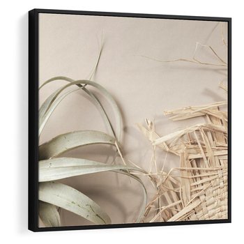 Obraz w ramie 50x50 - Boho urok suchych liści - suche, liście - rama czarna