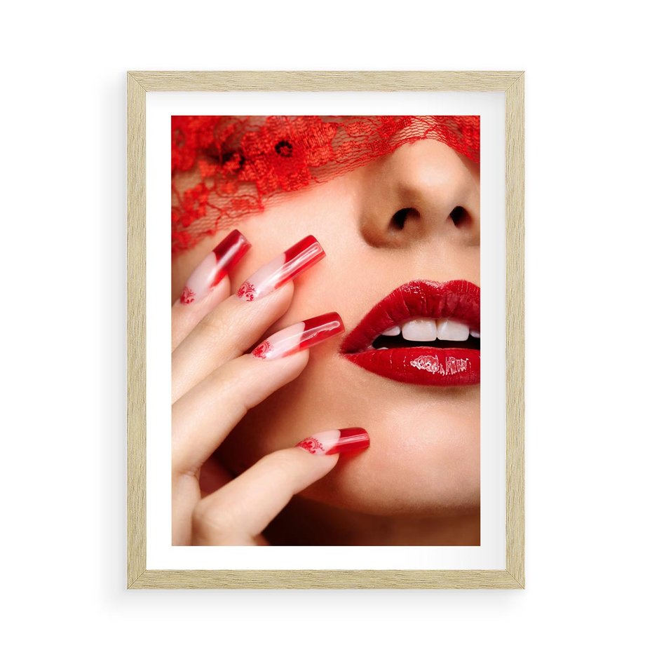 Plakat w ramie 50x70 - Piękno manicure: kolory i elegancja - paznokcie, manicure - rama drewno