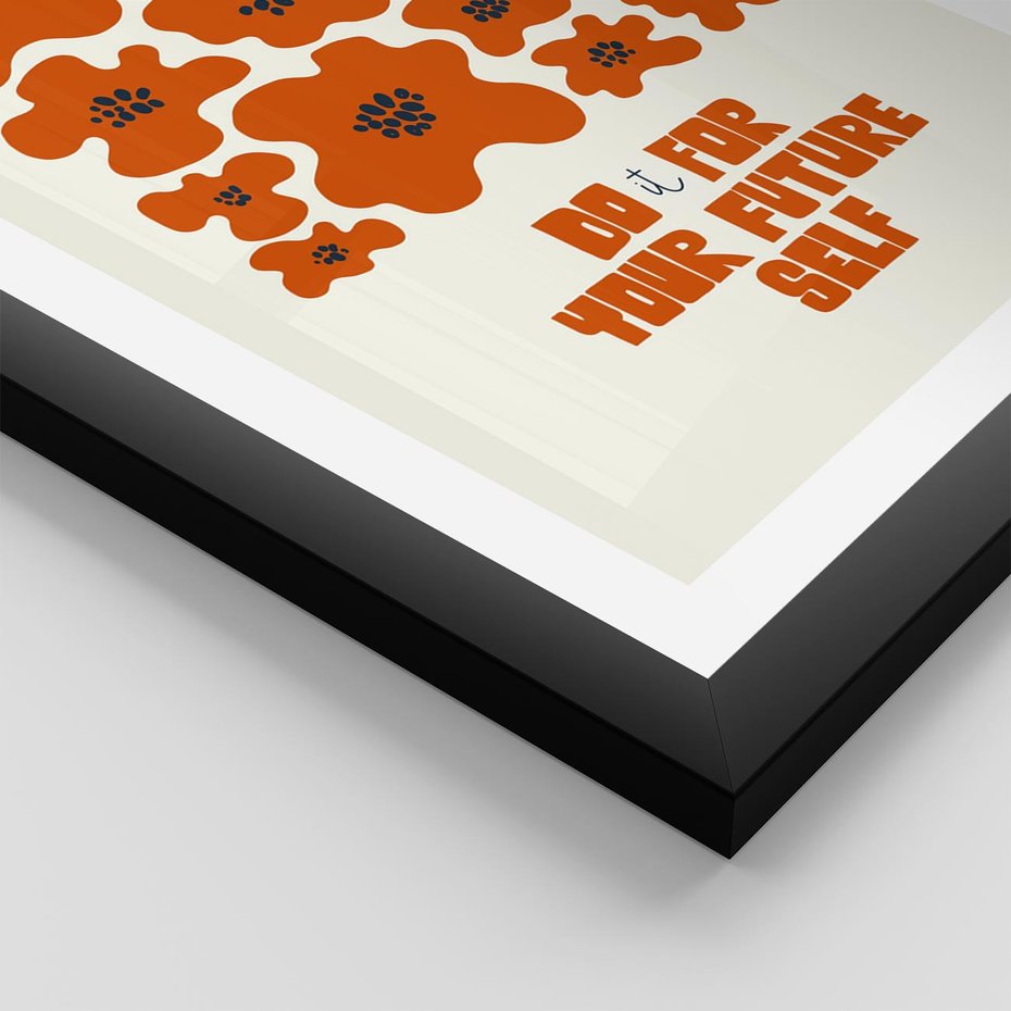 Plakat w ramie 30x40 - Taniec Kolorowych Promieni - self care, kompozycja kwiaty - rama czarna