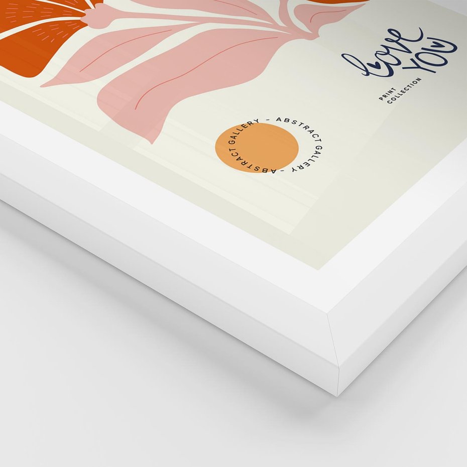 Plakat w ramie 40x50 - Miłość w Kwiatowym Sercu - kwiaty, miłość - rama biała