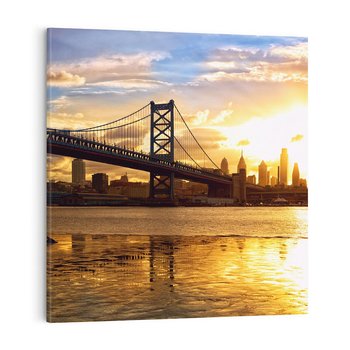 Obraz na płótnie 50x50 - Most Manhattan: Symbol Nowego Jorku - most, Nowy Jork