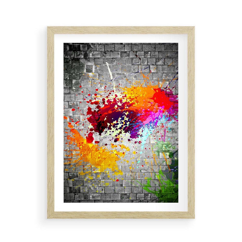 Plakat w ramie 50x70 - Ekspresja Graffiti - farba, graffiti - rama drewno