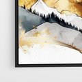 Obraz w ramie 70x100 - Złote Góry - akwarela, graficzne góry - rama czarna