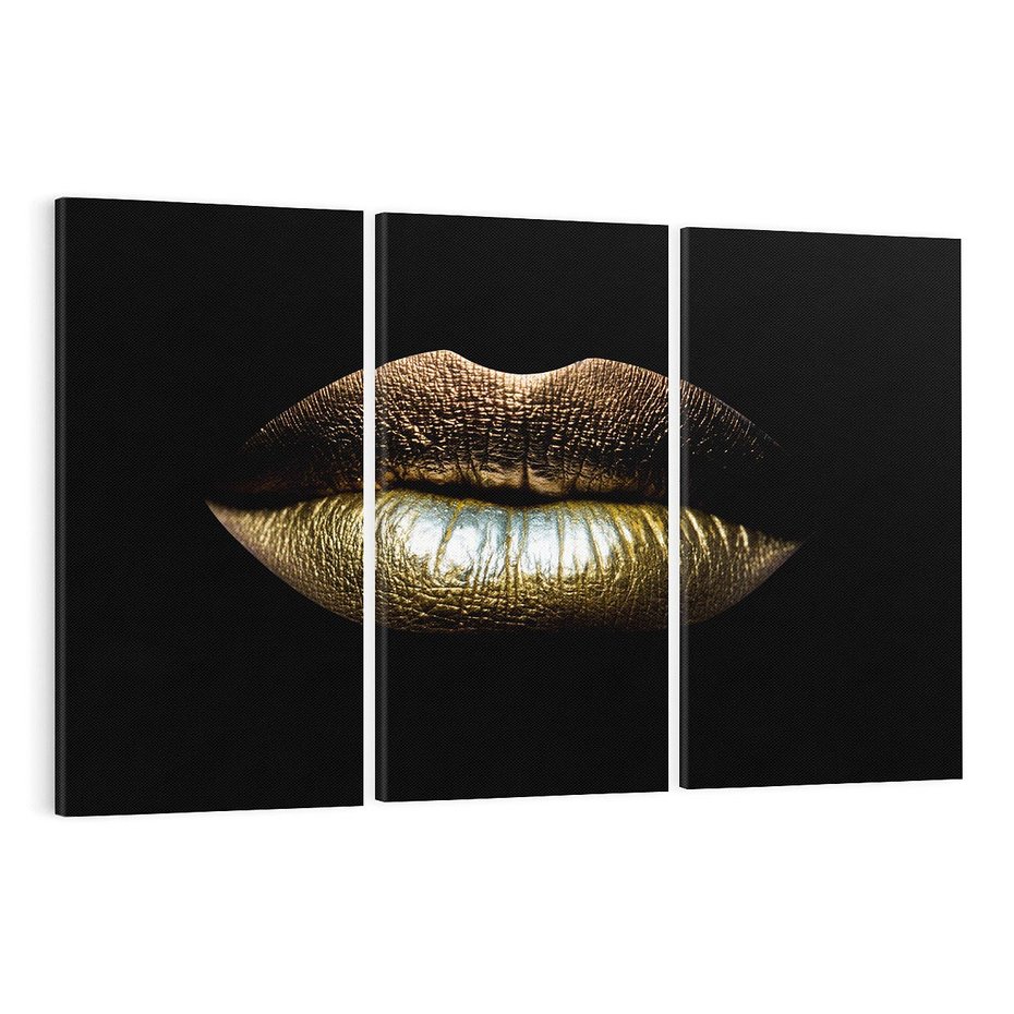 Obraz na płótnie 120x80 - Złote usta pełne tajemnic - usta, złoto