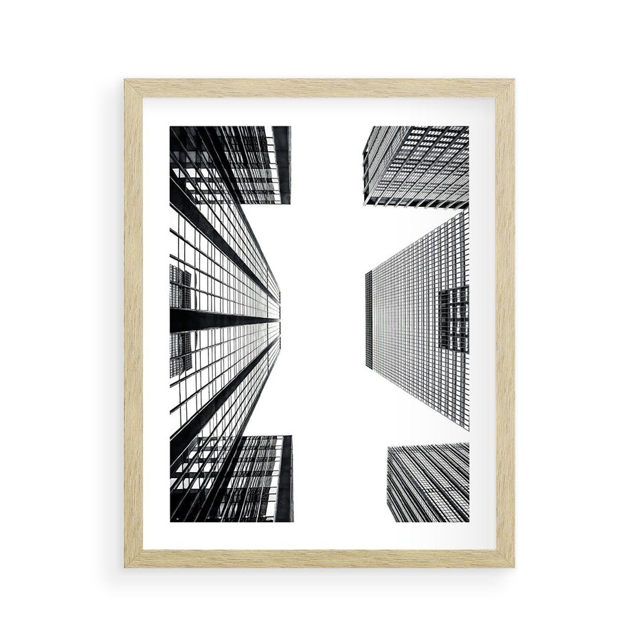 Plakat w ramie 40x50 - Architektoniczna Symetria - architektura, wysoki wieżowiec - rama drewno