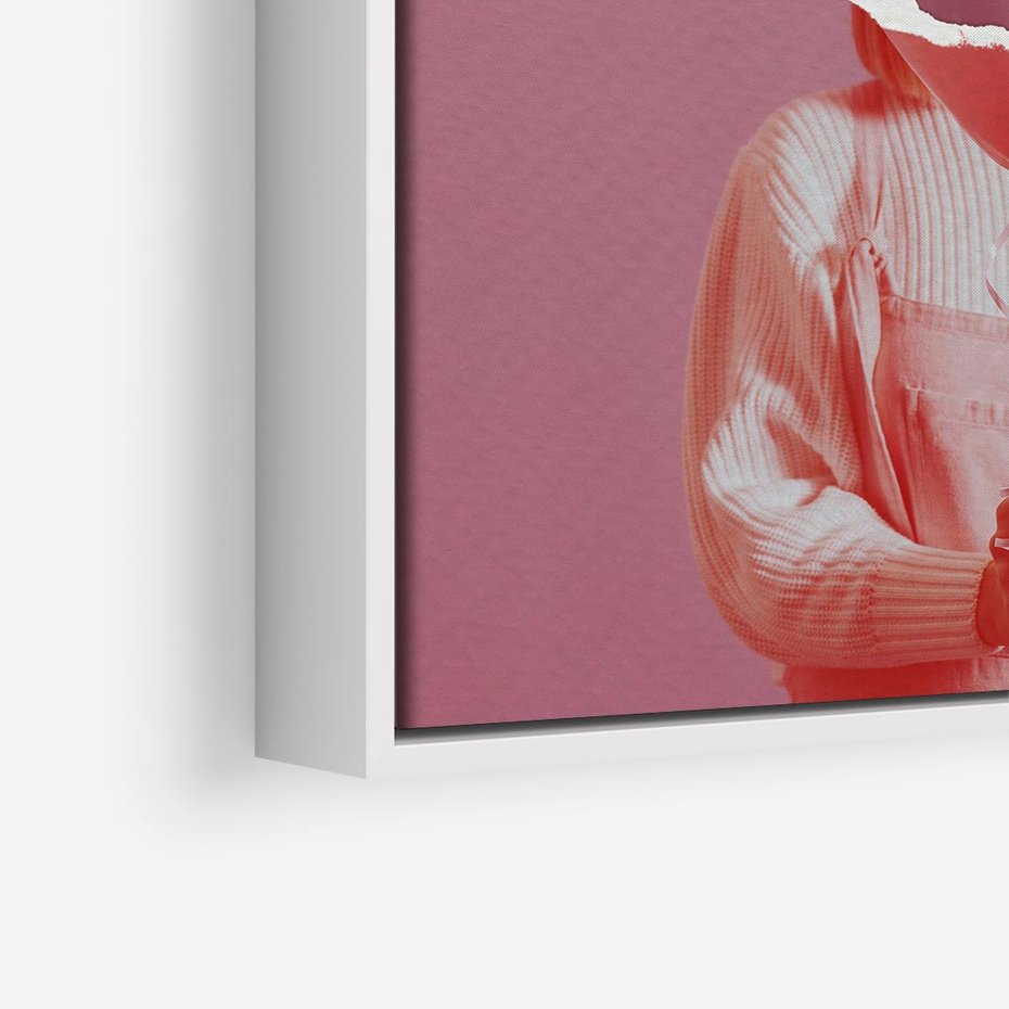 Obraz w ramie 50x50 - Kolaż Wyobraźni - kolaż zdjęć, styl retro - rama biała