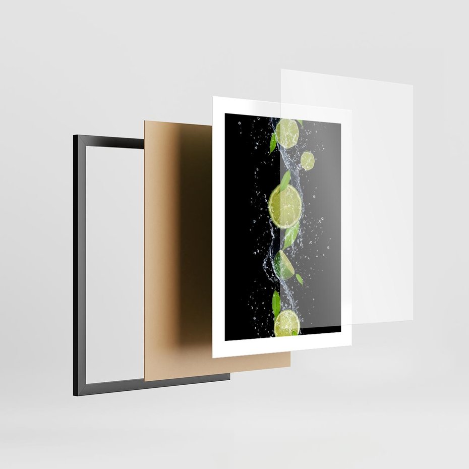 Plakat w ramie 30x40 - Świeżość Cytrusów - limonki, cytryny - rama czarna