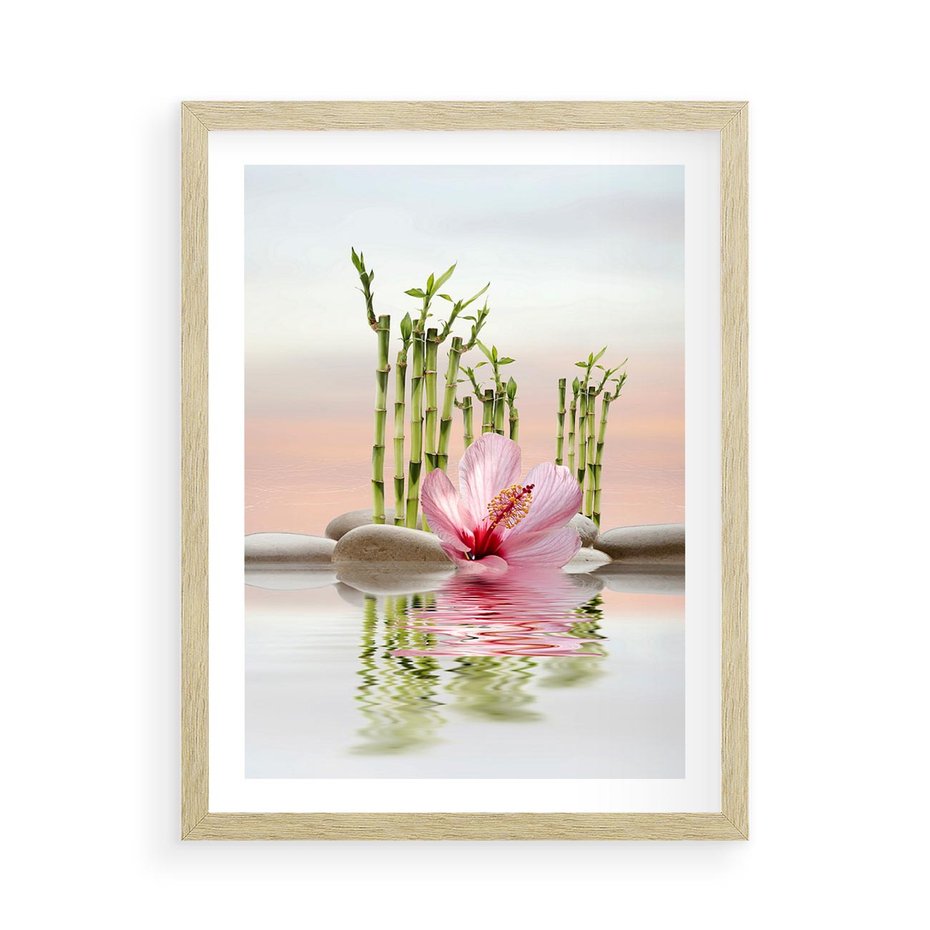 Plakat w ramie 50x70 - Harmonia i relaks - spa, bambus - rama drewno