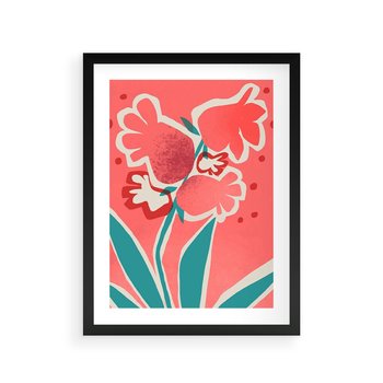 Plakat w ramie 30x40 - Rozkwitające Plamy i Formy - nowoczesny plakat, abstrakcyjne kwiaty - rama czarna